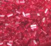 50g 5x4x2mm Raspberry Silver Lined Tile Beads